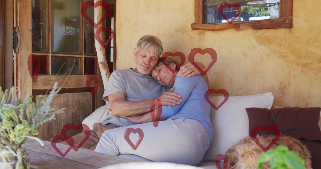 Loving Senior Couple Embracing at Home