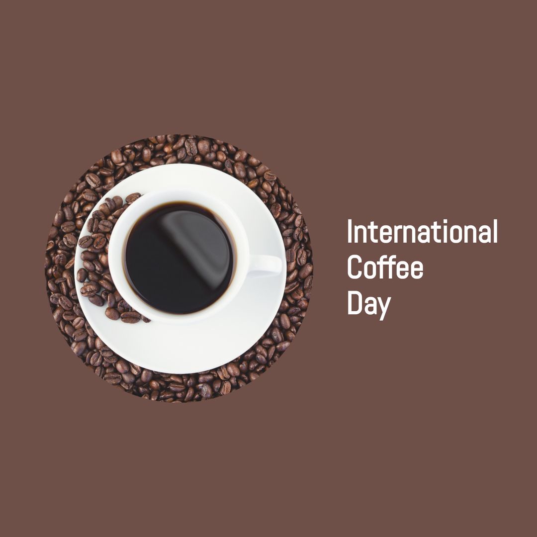 Coffee Celebration with Cup and Beans for International Coffee Day - Download Free Stock Templates Pikwizard.com