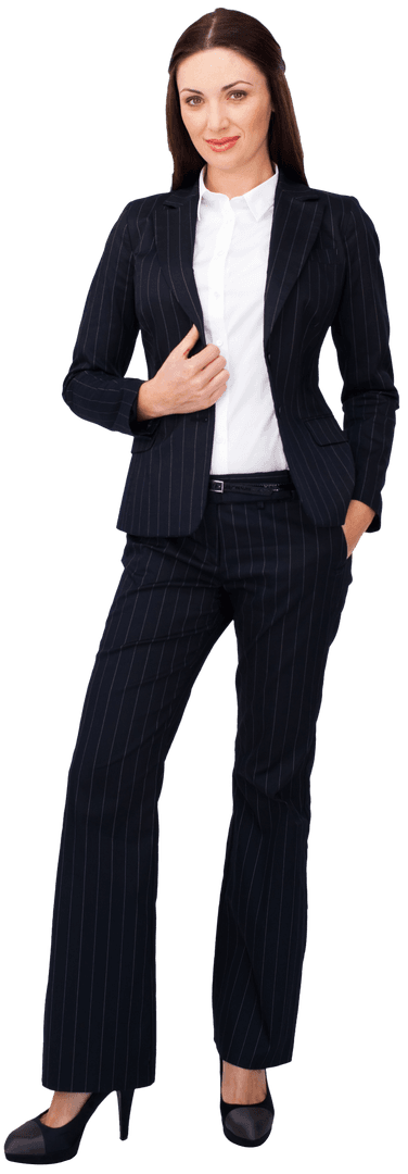 Transparent Confident Businesswoman Standing in Formal Attire