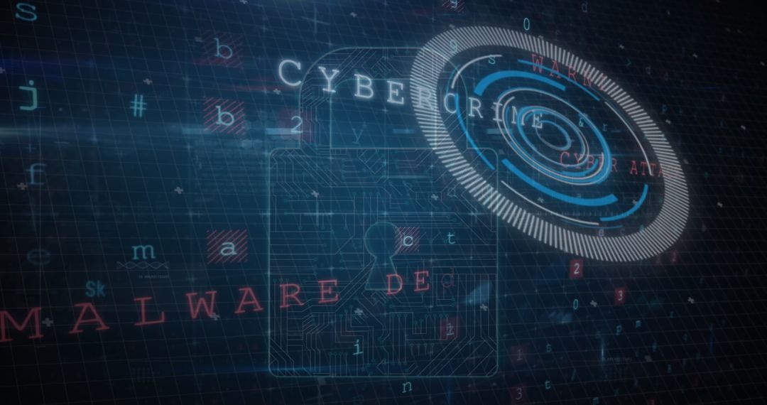 Digital Interface Highlighting Cybersecurity and Malware Detection