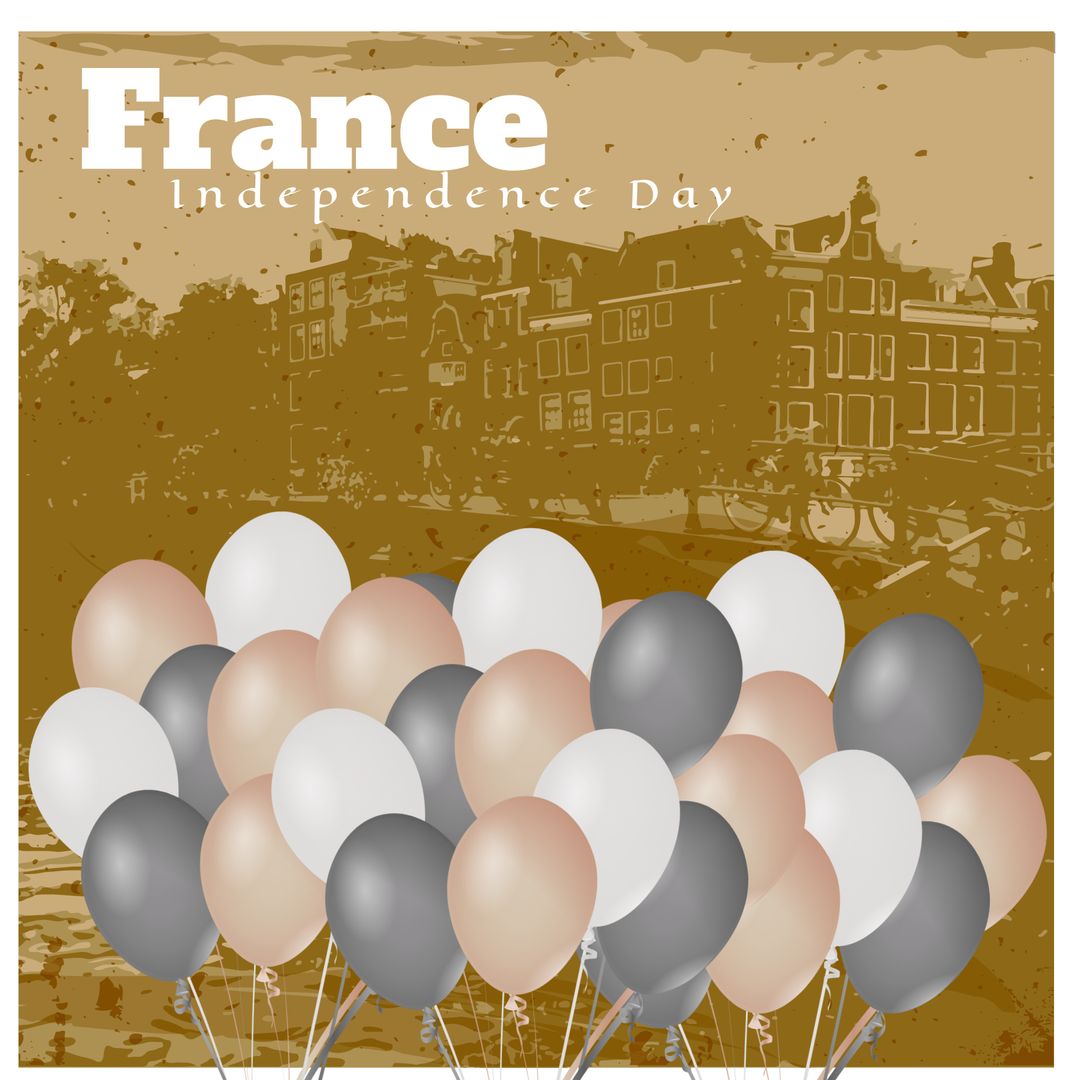 France Independence Day Celebration with Balloons and Architecture