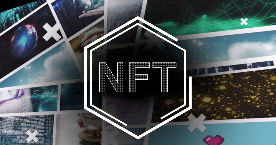 NFT Digital Grid with Diverse Data Background