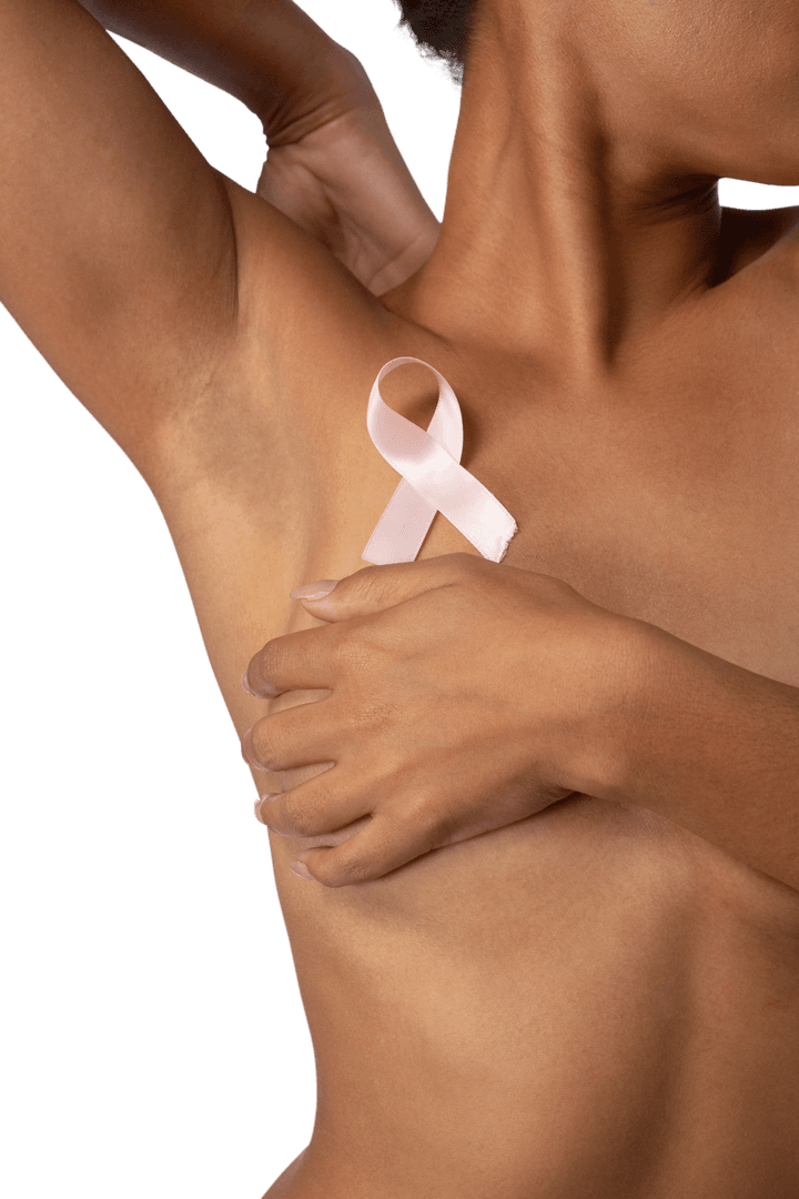 Transparent Show of Breast Cancer Support with Pink Ribbon