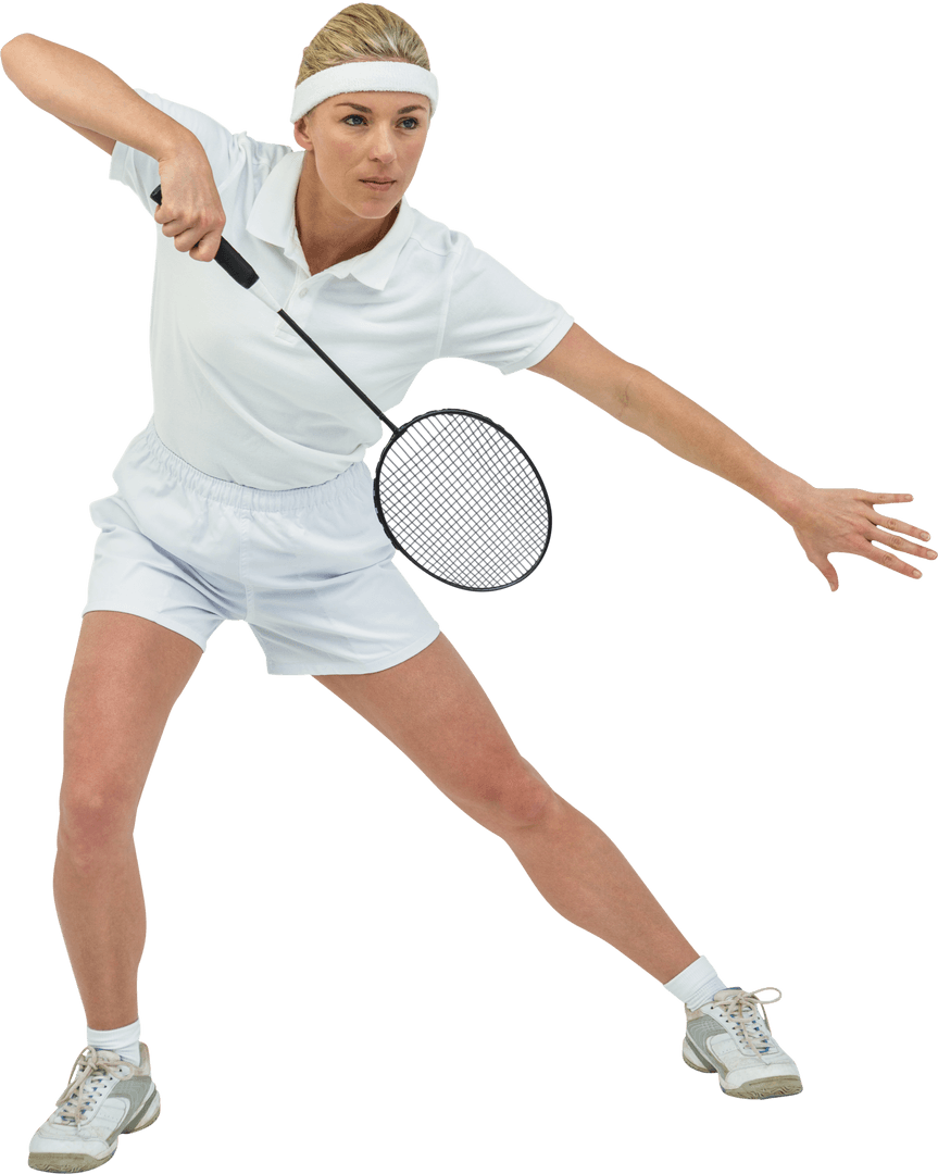 Transparent Action-Packed Badminton Player in Sports Attire
