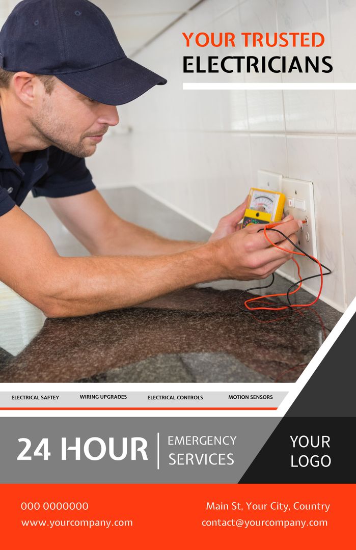 Professional Electrician Testing Home Outlet for Safety Repair Services