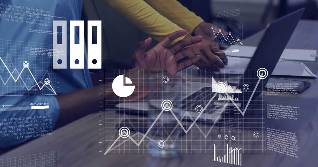 Team Collaborating on Financial Data Analysis with Futuristic Graphics