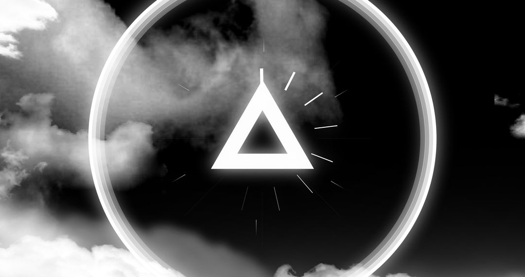 Glowing Triangle with Light Halo Amidst Mystical Clouds