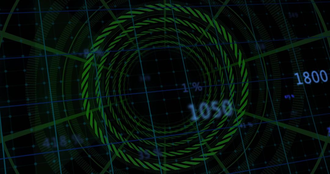 Futuristic Digital Interface with Green Concentric Design