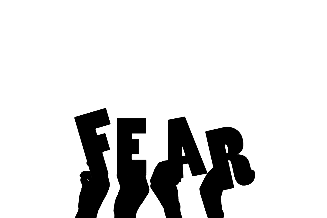 Transparent Hands Holding Fear Text Illustration