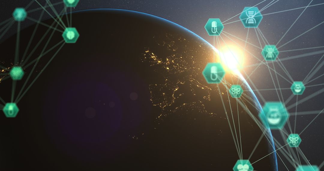 Global Medical Network Connections over Planet Earth