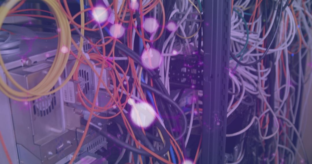 Vibrant Network Cables Powering Data Server Rack