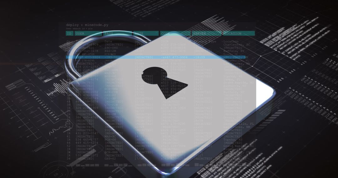 Futuristic Padlock Symbolizing Cybersecurity and Data Encryption