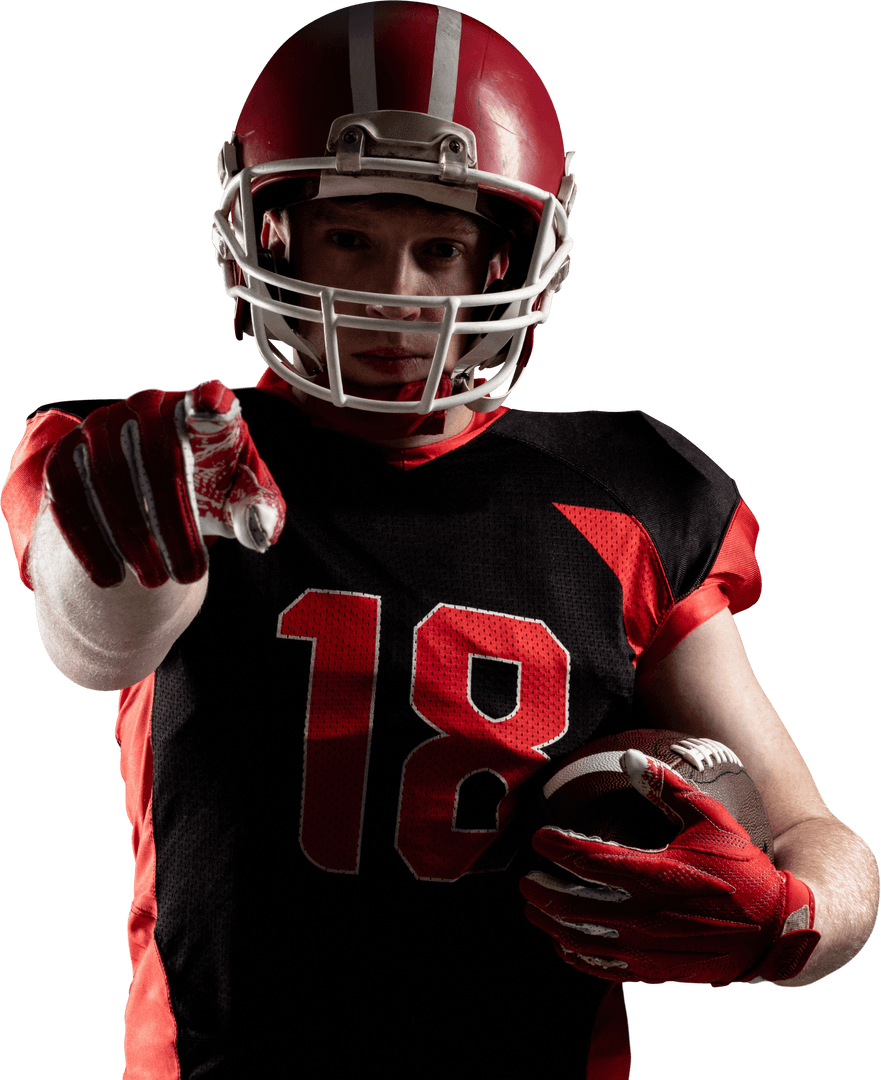 Dynamic Transparent Background of Football Player Pointing