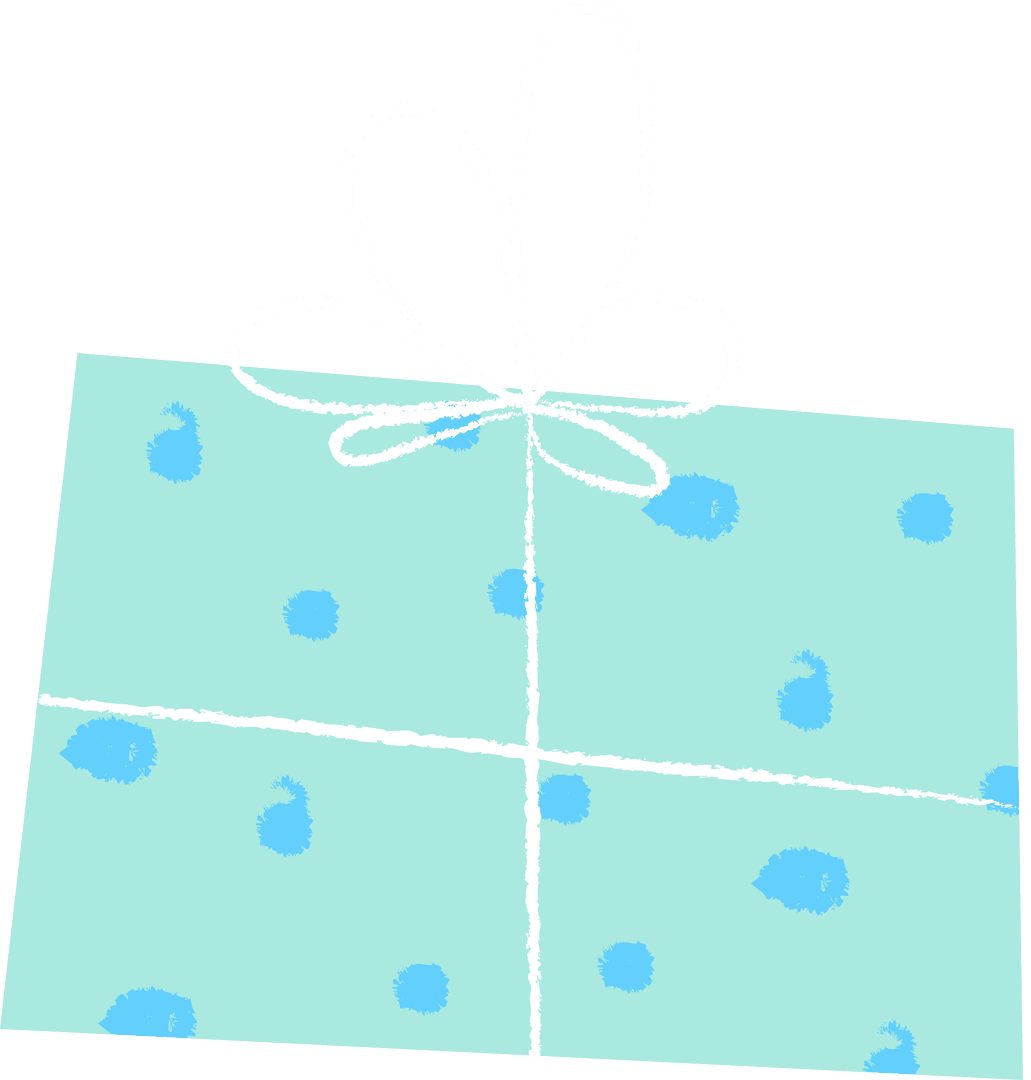 Teal Gift Box with White Ribbon on Transparent Background