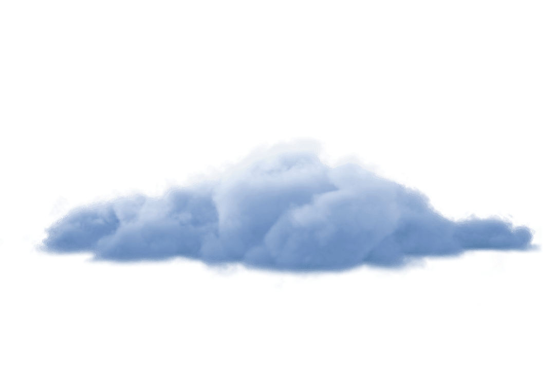 Blue fluffy cloud on transparent background in vector style
