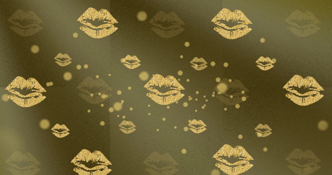 Abstract Golden Lips over Olive Background