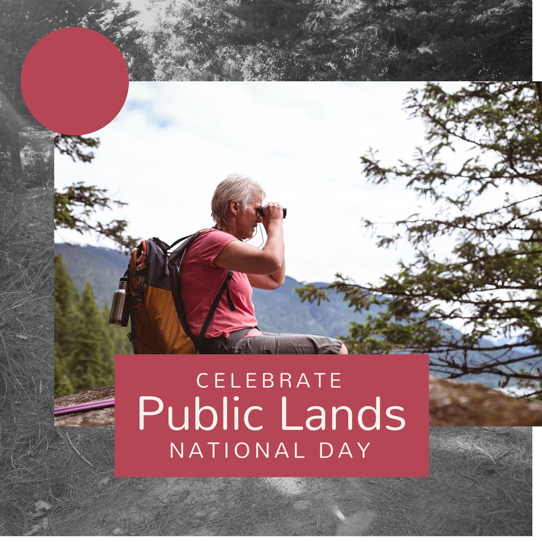 Hiker Observing Nature During Public Lands Day Celebration
