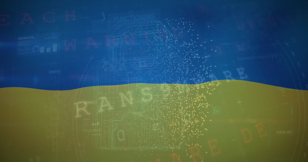Cybersecurity Concept with Ukraine Flag and Digital Padlock