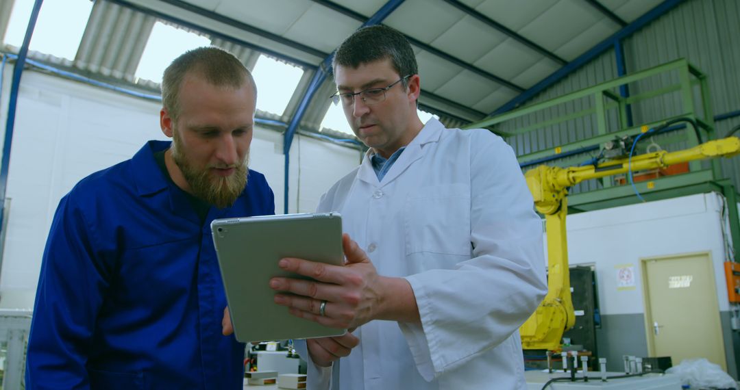 Engineers Using Digital Tablet in High-Tech Industrial Facility - Free Images, Stock Photos and Pictures on Pikwizard.com