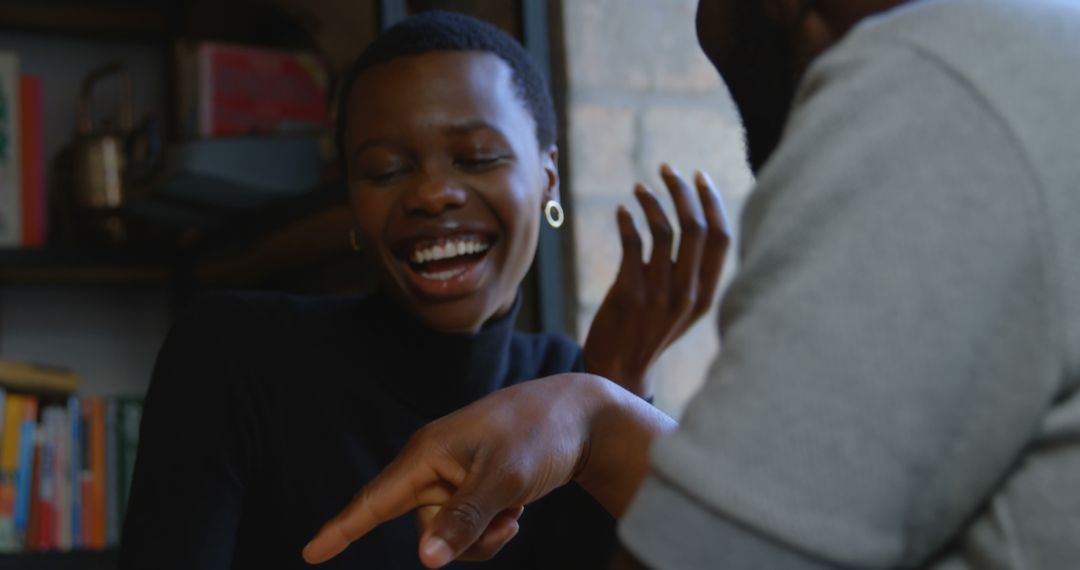 Joyful Conversation African American Friends Enjoying Laughter