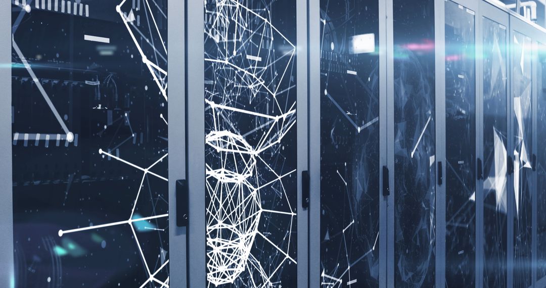 Futuristic Data Networks Over Server Racks in Modern Datacenter
