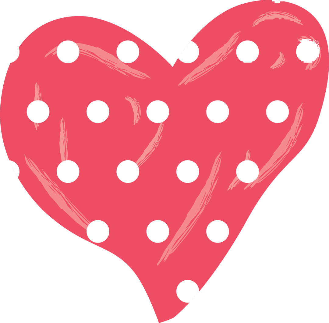 Red Heart with White Dots on Transparent Background