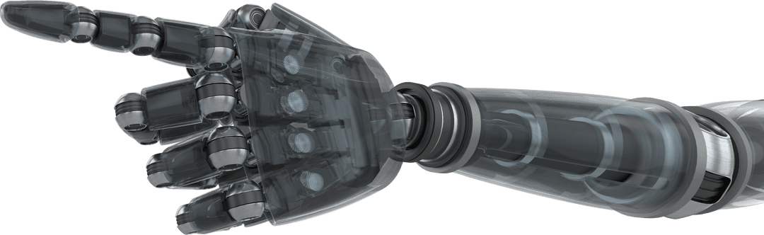 Transparent Black Robotic Hand Pointing Gesture Futuristic Design