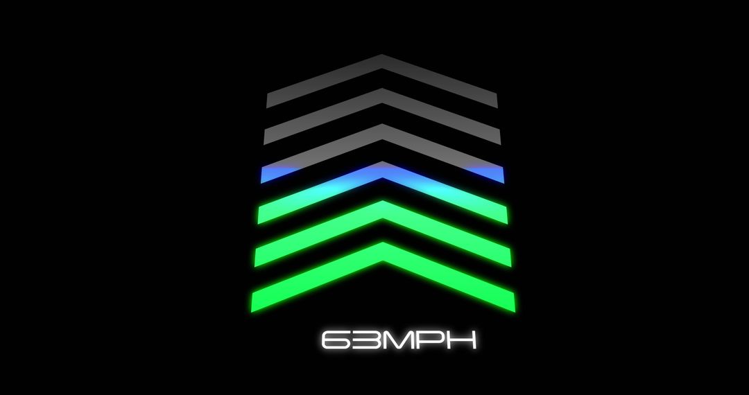 Digital Speedometer Display with Vibrant Chevron Design