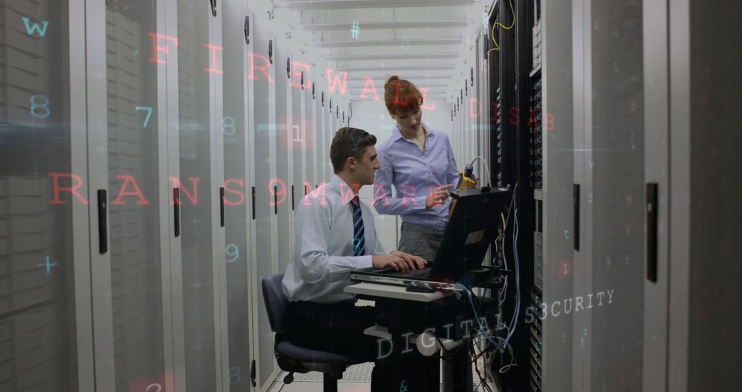 IT Professionals Working in Data Center on Cybersecurity and Firewall Management - Free Images, Stock Photos and Pictures on Pikwizard.com