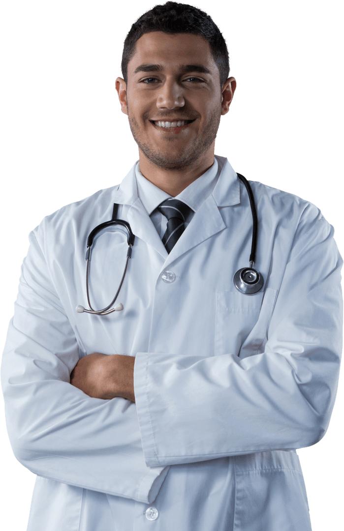 Confident Doctor in White Coat with Stethoscope Clippings