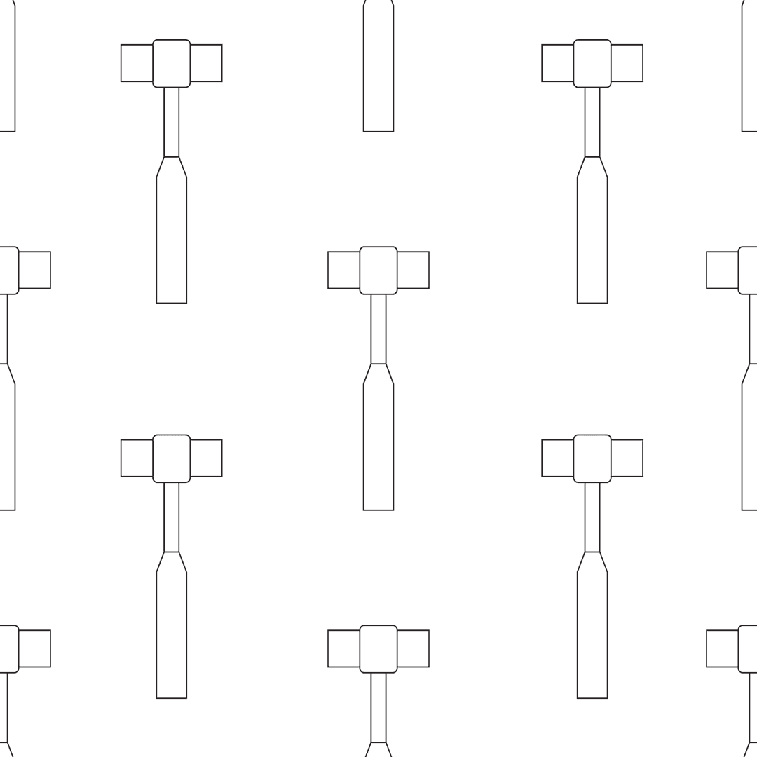 Seamless hammer pattern on transparent background for design mockup