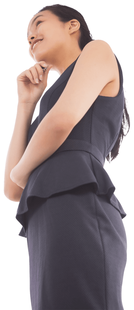 Confident Businesswoman in Thought on Transparent Background