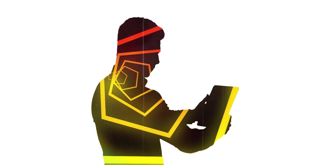 Futuristic Silhouette with Digital Circuit Overlay Using Tablet