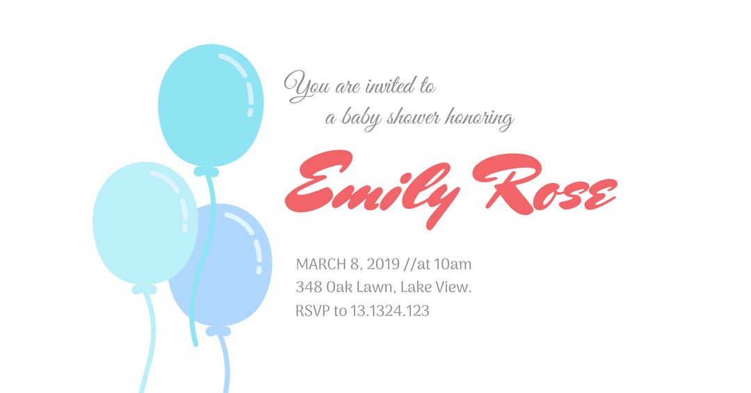 Baby Shower Invitation with Soft Balloon Theme and Pastel Colors - Download Free Stock Templates Pikwizard.com