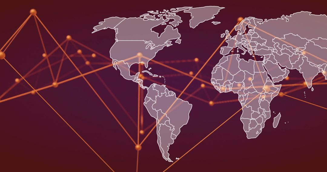 Global Network Connections Over Abstract World Map