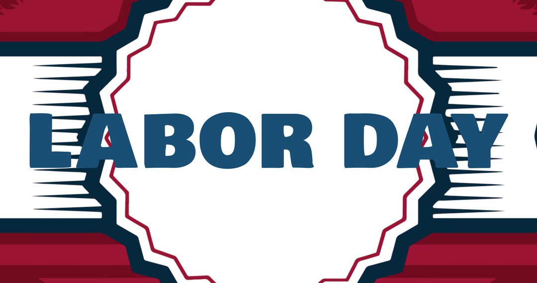 Vector image of labor day text in pointed edged circle, copy space - Free Images, Stock Photos and Pictures on Pikwizard.com
