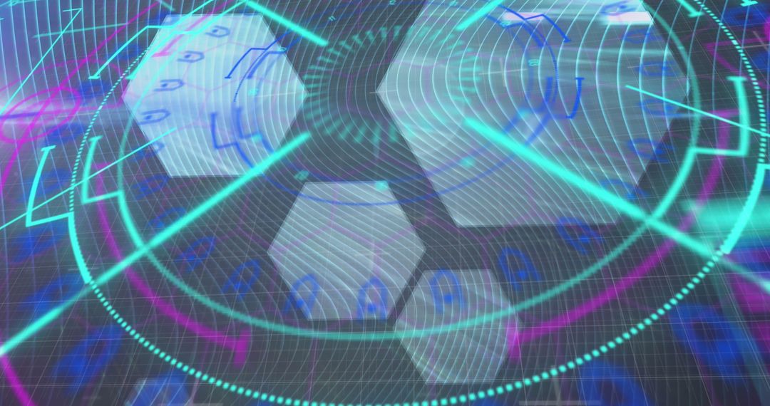 Futuristic Data Processing Interface Displayed Digital Grid