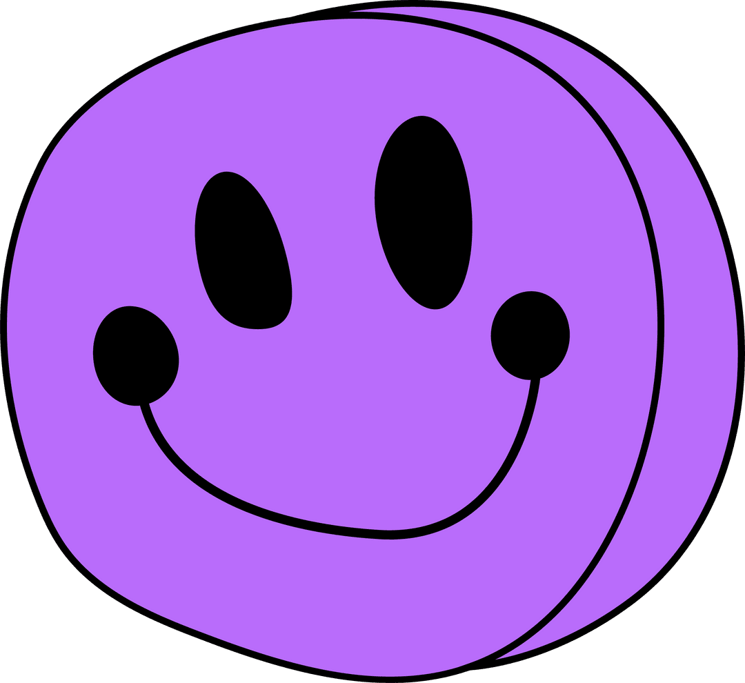 Flat Purple Layered Smiley Face with Transparent Background