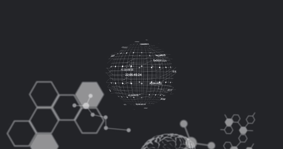 digital globe with scientific data and hexagonal patterns - Free Images, Stock Photos and Pictures on Pikwizard.com