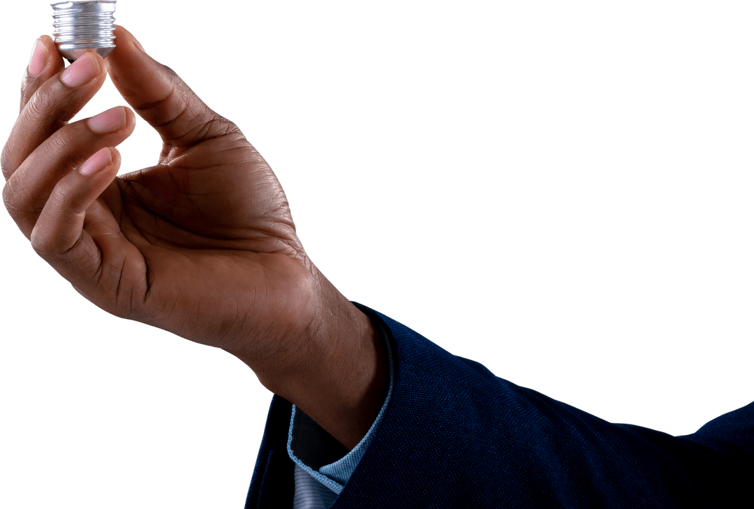 Close Up Hand Holding Transparent Light Bulb Screw for Business Innovation