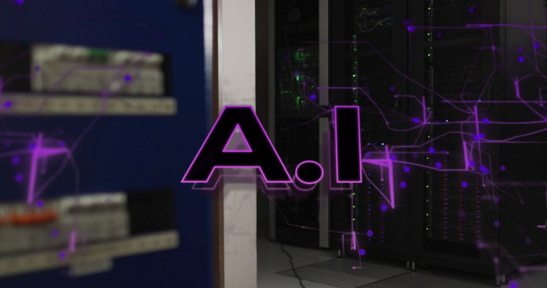 AI with Digital Network in Modern Server Room
