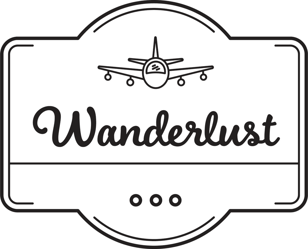 Transparent Wanderlust Badge with Airplane Illustration