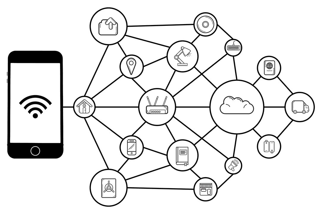 Smartphone Network Connectivity Illustration on Transparent Background