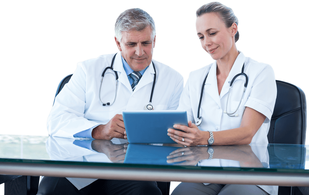 Transparent Doctors Collaborating on Tablet Technology