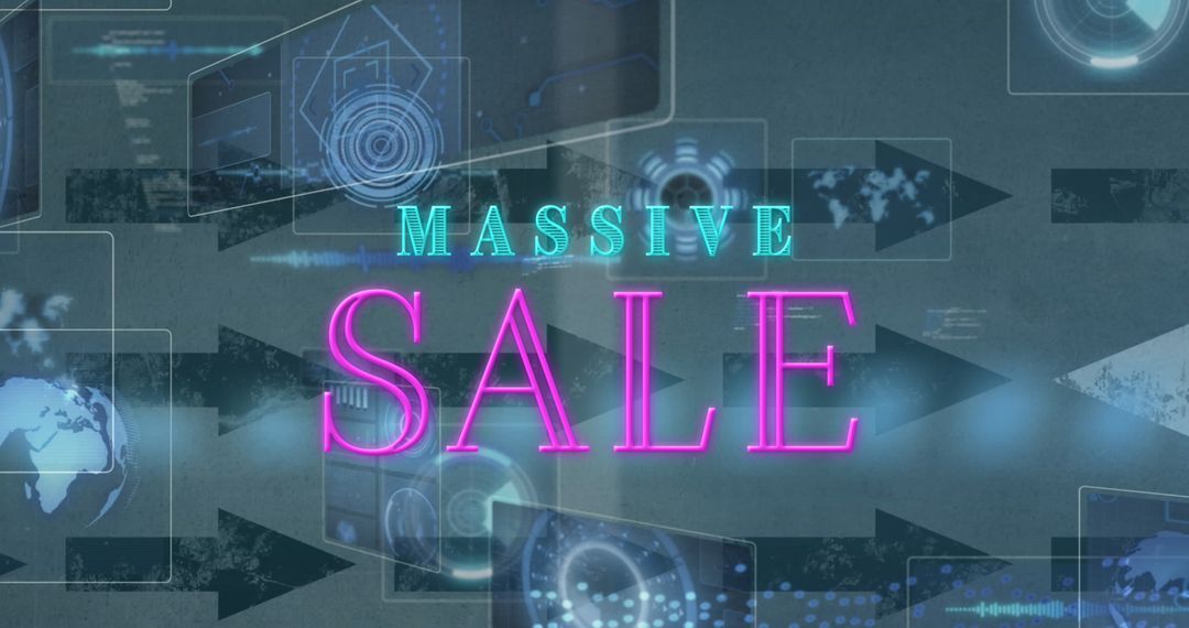 Massive Sale Digital Graphic with Futuristic Data Elements