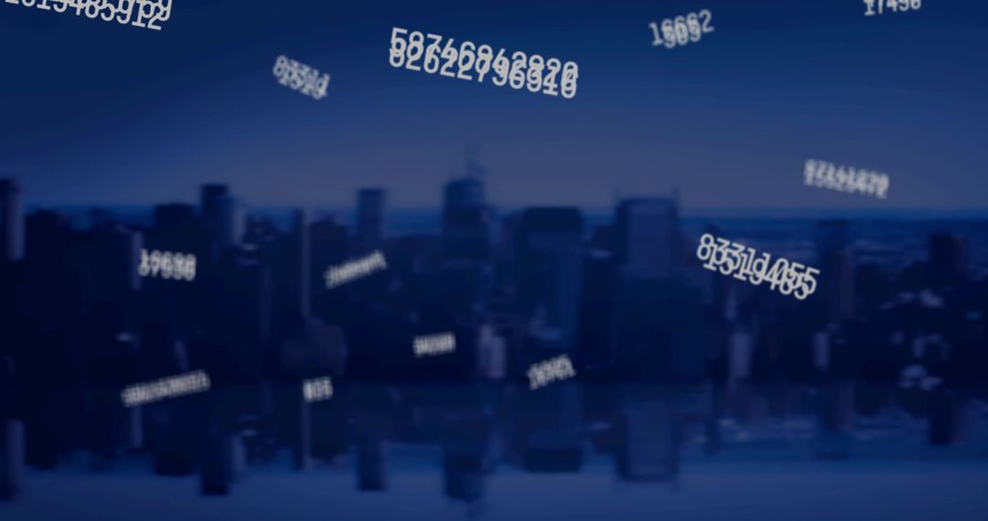 Falling Numbers Over Cityscape for Financial Concepts
