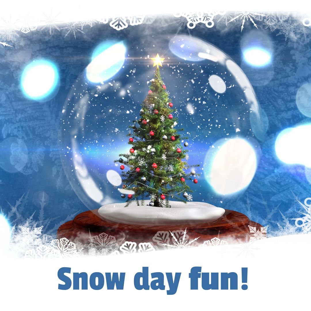 Festive Snow Globe with Christmas Tree Illustration