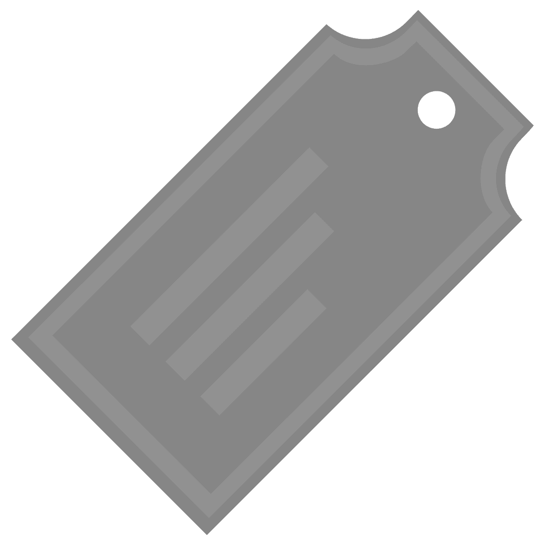 Grey Tag Label Digital Illustration on Transparent Background