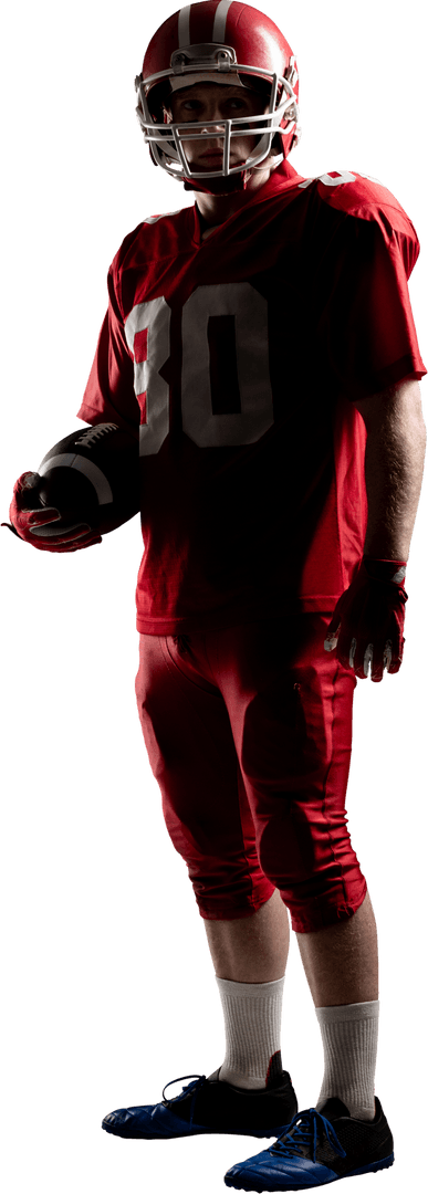 Transparent Background Young American Football Player Portrait