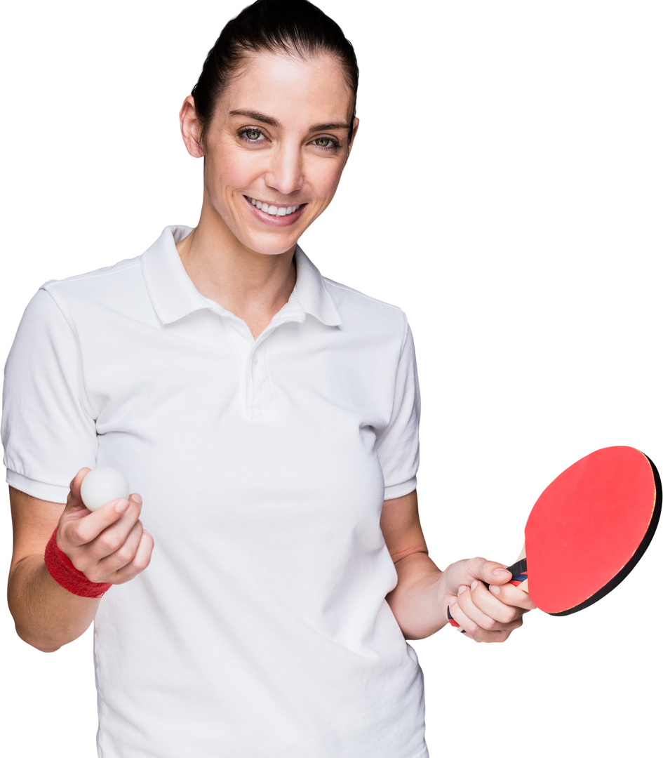 Female Athlete Holding Table Tennis Paddle on Transparent Background Smiling - Download Free Stock Images Pikwizard.com